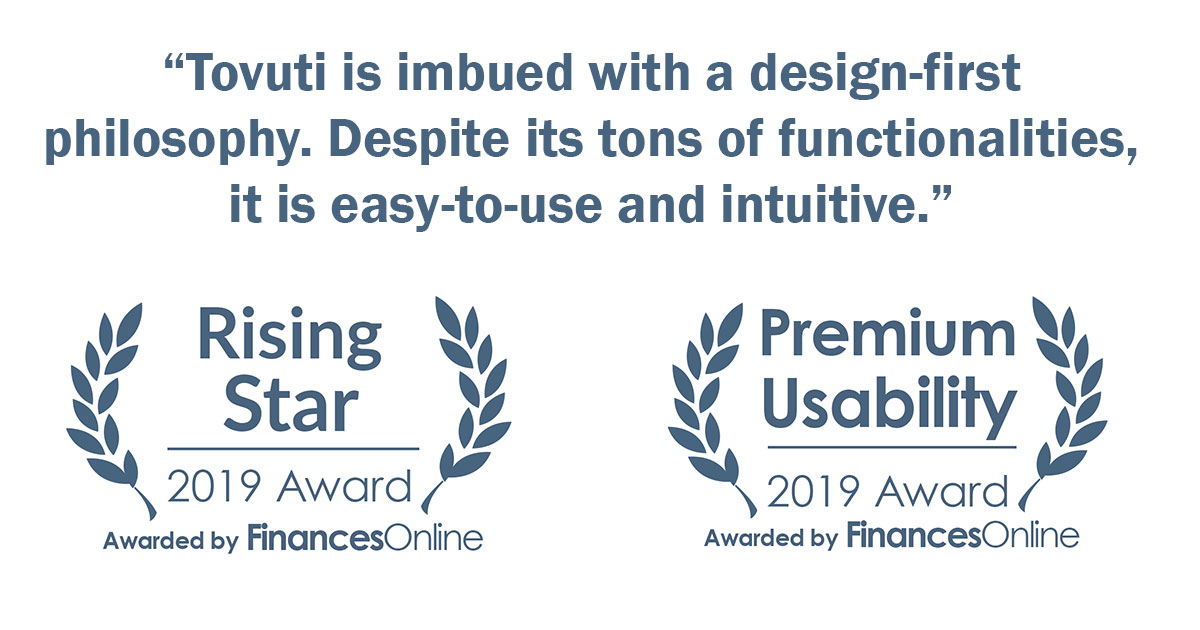 Tovuti wins 2019 Rising Star and Premium Usability Awards from FinancesOnline
